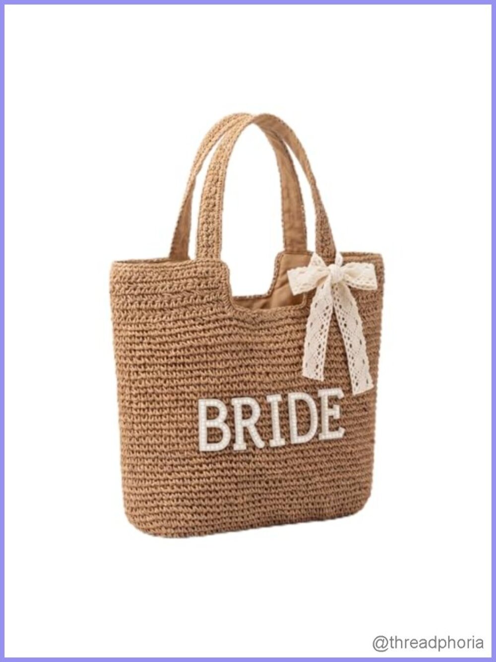 Straw Woven Bride Tote Bag for Beach Wedding Shower Gift